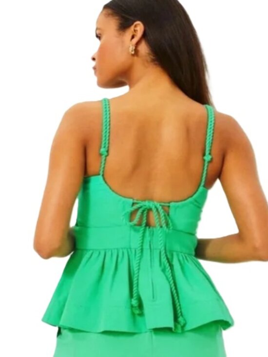 Lilly Pulitzer Spearmint Green Crishna Rope Neck V-Neck Summer Top Size 16 - Picture 2 of 3